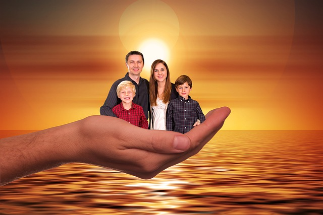 family, sun, sunset